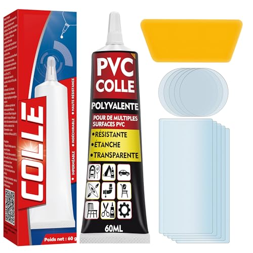 HuakChai Kit Réparation Piscine et Kit Réparation Liner Piscine, Colle PVC Étanche pour Réparation Rapide de Bouées, Matelas Gonflables et Piscines Hors...