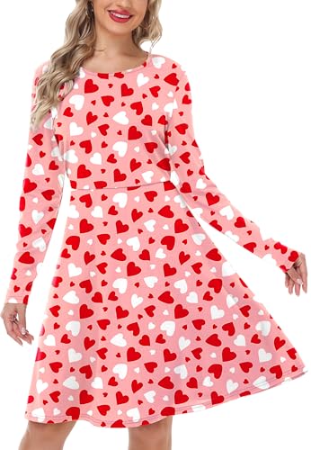 Red Heart Dress for Women Love Valentine Gift Sweet Flared