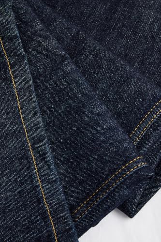 Image of SNITCH Men Flared Fit Jeans | Mid Rise Stone-Washed Denim with Raw Frayed Hem & 5-Pocket Design | 100% Cotton Woven Fabric for Casual & Everyday Wear