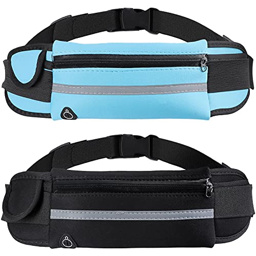 Running Belt Waist Pack - Fanny Pack for Running Women Men, Running Belt Zipper Adjustable with Headphone Hole, Adjustable Running Pouch for Running Walking Traveling