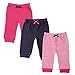 Luvable Friends Baby 3 Pack Tapered Ankle Pants, Pink Stripes, 9-12 Months