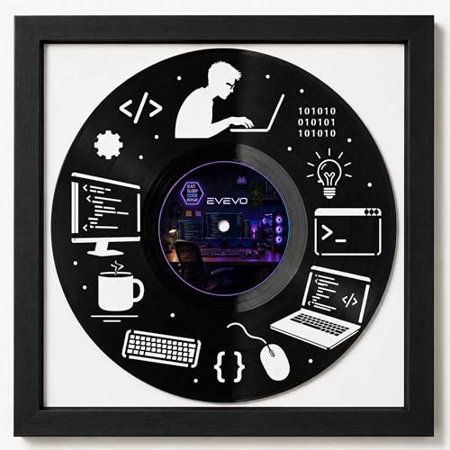 Décoration murale en vinyle EVEVO 32x32 cm informaticien avec cadre