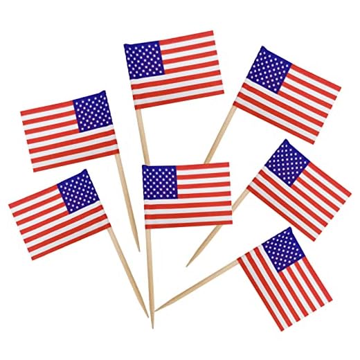 BLUE TOP 100 Pcs USA American Flag Toothpick Flags,Small Toothpick Mini Stick Cupcake Toppers Olympic Games Celebration Party Decoration Celebration Cocktail picks for Party Bar Sport events.