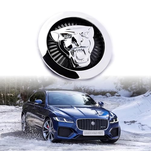 Image of Emblem Compatible with XE XF XJ F-Type F-PACE Front Center Grille Emblem 3.38inch Car Badge Emblem Leopard (Front Black-Chrome)