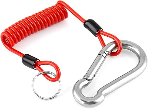 Miniatura 2 de Cable de separación para remolque con mosquetón de acero inoxidable de 6 pies, cable de freno de remolque resistente, alambre en espiral con clip