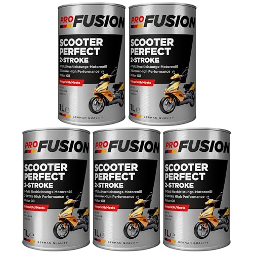 ProFusion Aceite Motor Moto 2 Tiempos Pack de 5 x 1L = 5L – Aceite Mineral para Motores de Gasolina – Lubricación Limpia y Eficiente – Menor Consumo y Alta Protección – API TC, ISO-L-EGB, JASO FB