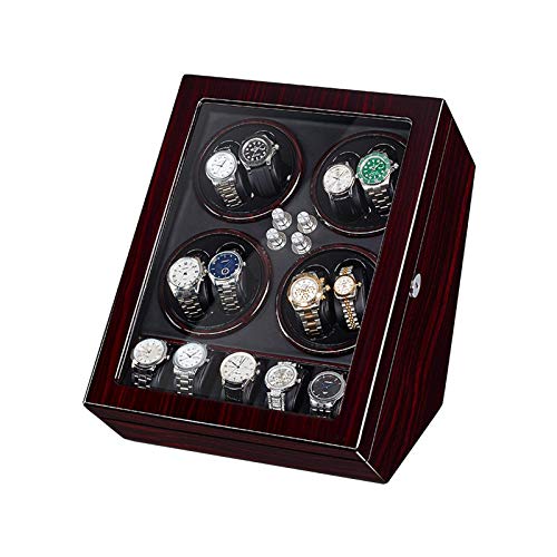QHYTL Automatischer Uhrenbeweger für 8 Uhren + 5 Aufbewahrung 5 Rotationsmodus leiser Motor Uhrengehäuse aus Holz Zubehör Cover
