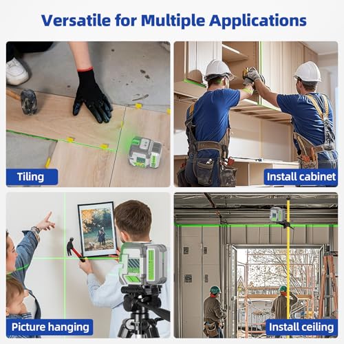 Image of Huepar Pro Laser Level Rechargeable, Self Leveling Green Cross Line Laser Level Tool with Outdoor Pulse Mode, Compact Laser, 18-Hour Long Runtime, 360 Magnetic Bracket, Hard Carrying Case Included