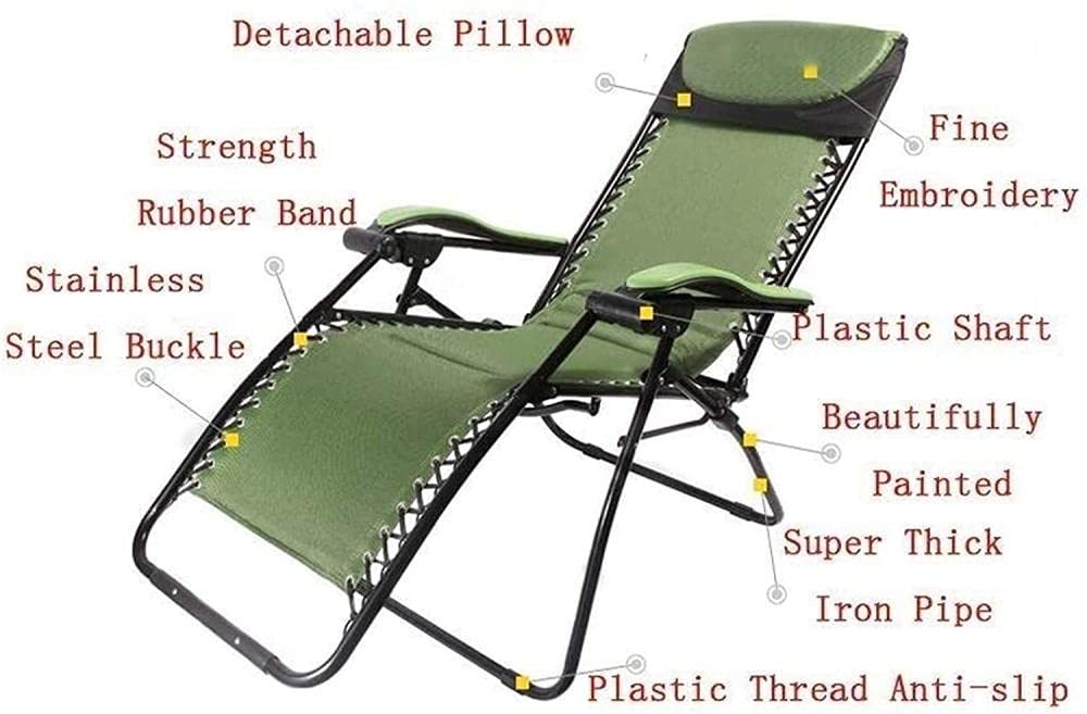 SdneNest - Tumbona reclinable reclinable de gravedad cero para patio, silla de jardín reclinable para exteriores, plegable, portátil, compatible con balancines verdes de 200 kg
