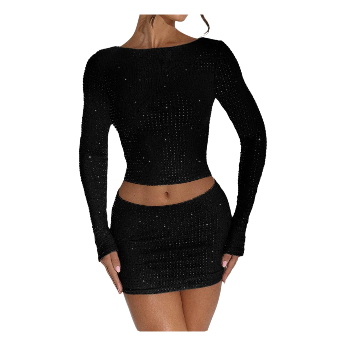 Vêtements de yoga femme chic en ensemble 2 pièces jupe et haut noir