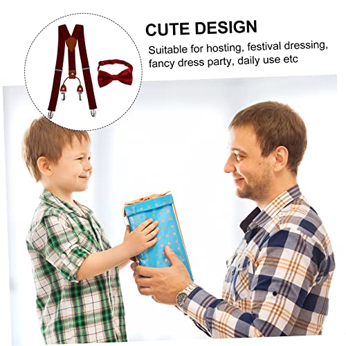 1Set Adjustable Back Suspenders Bow Tie Set with Strong Clips Elastic Clip Design for Boys for Any Occasion Excellent Idea2