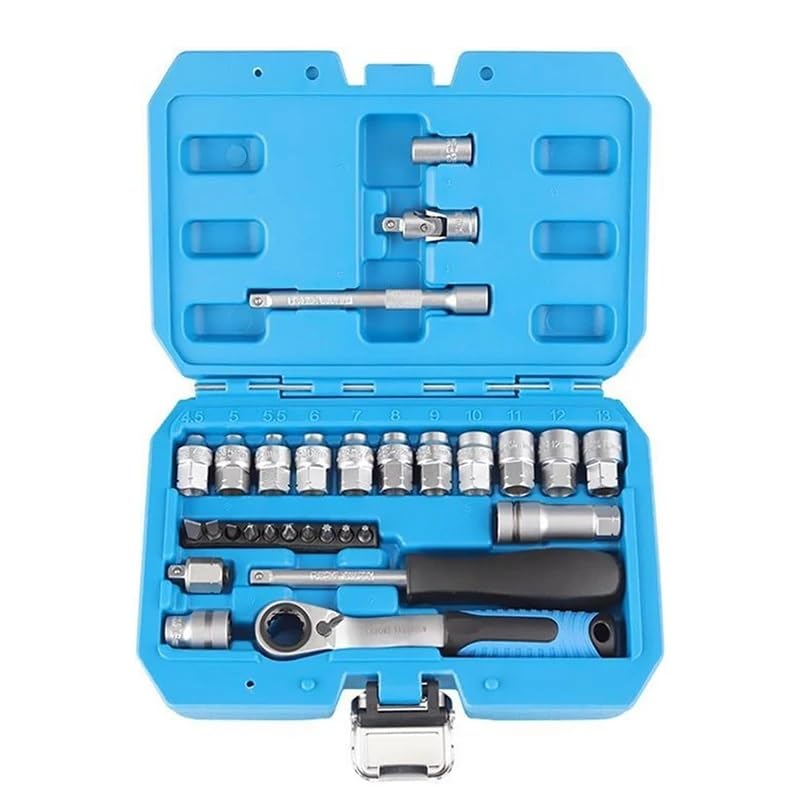 Kit de clés à douilles à cliquet avec serrage précis pour entretien auto 29 pièces
