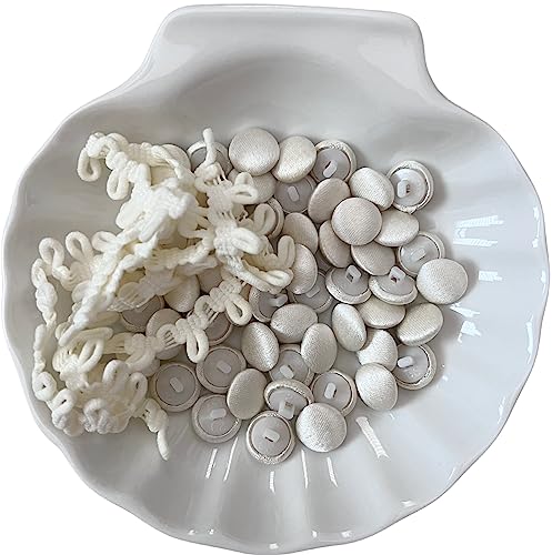 Pepperlonely 50Pc 1/2 Inch Satin Cloth Buttons With Shank And Buttonhole Set For Bridal Wedding Dress Satin Blouse Prom Dress & Formal Dress - Champagne #TOP1