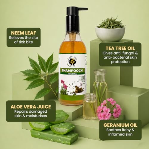 Image of FUR BALL STORY Tick & Flea Control Dog Shampoo | Anti Tick & Flea Cleanser for Dogs & Puppies | Helps Repel Ticks with Itch Relief, Cleanses & Moisturizes Skin | Neem, Aloe Vera & Citronella, 300 ml