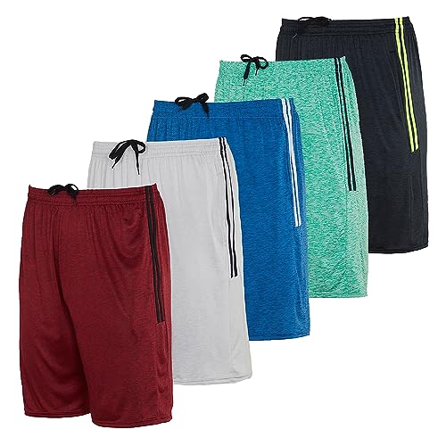 Real Essentials Mens Dry Fit Shorts Dri Active Wear Short Men Athletic Performance Basketball 9 Inch Inseam Sweat Tennis Soccer Running Essentials Gym Casual Workout Sports, Set 16, Xxl, Pack Of 5 #TOP1
