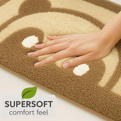 Image of Luxe Home Bath Mat Canada Panda Super Soft Anti Skid Slip Water Soak Washable Door Mats for Home, Bathroom Mat, Floor Mat, Kitchen Mat for Floor (40x60 cm) Gold