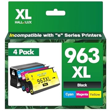 HALLOLUX 963XL Cartucce Compatibili per HP 963 XL Multipack per OfficeJet Pro 9010 9012 9015 9020 9022 9013 9014 9016 9019 9025 (Nero Ciano Giallo Magenta, 4-Pack)