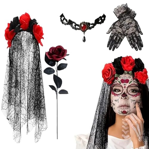 Disfraz de día de para adultos – Conjunto de ropa, disfraces de vela de encaje – para mujeres adultas novia y niñas Halloween Cosplay espectáculos