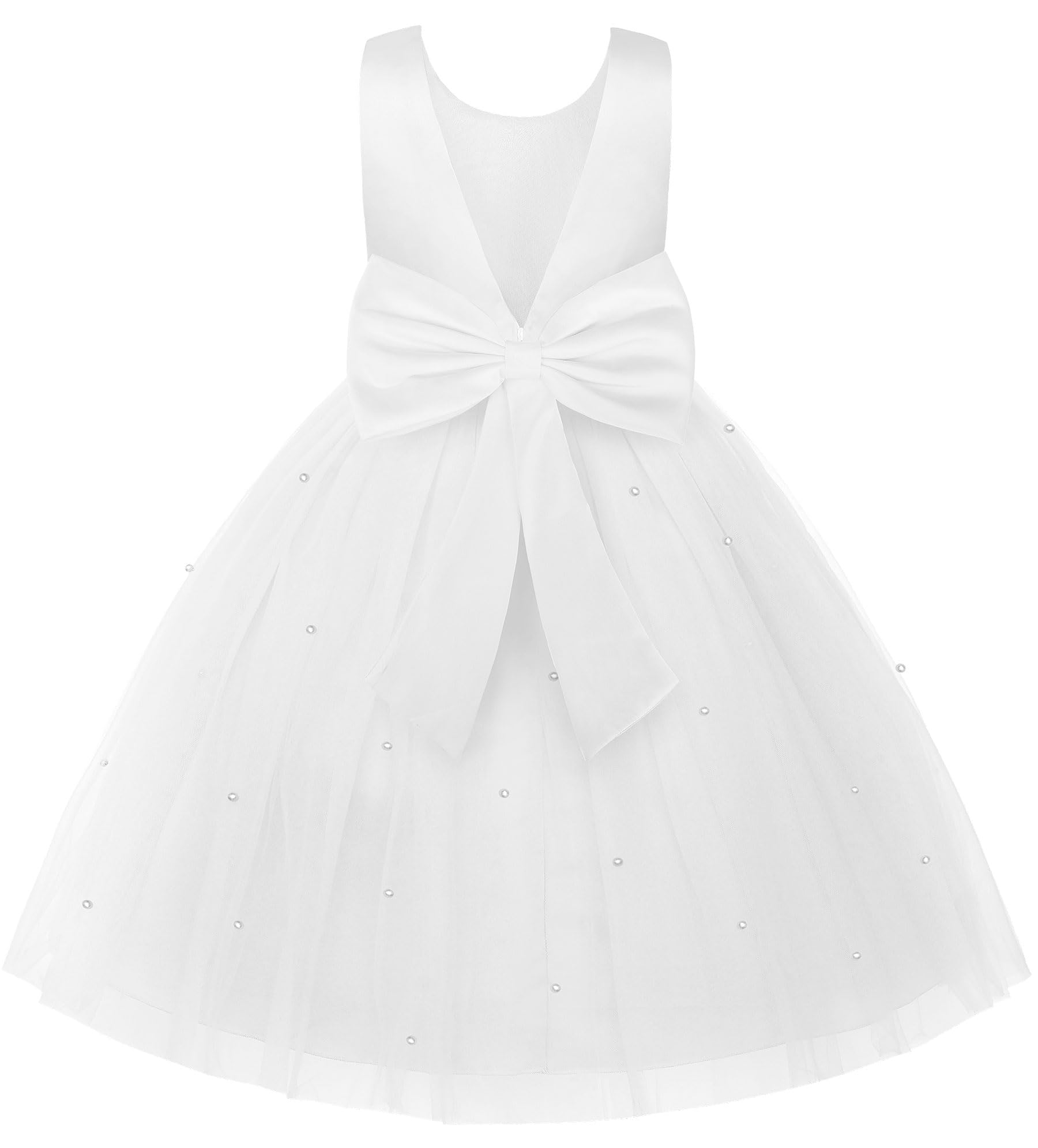 Uhnice Flower Girl Dress Satin Ball Gown for Wedding Party with Bowknot