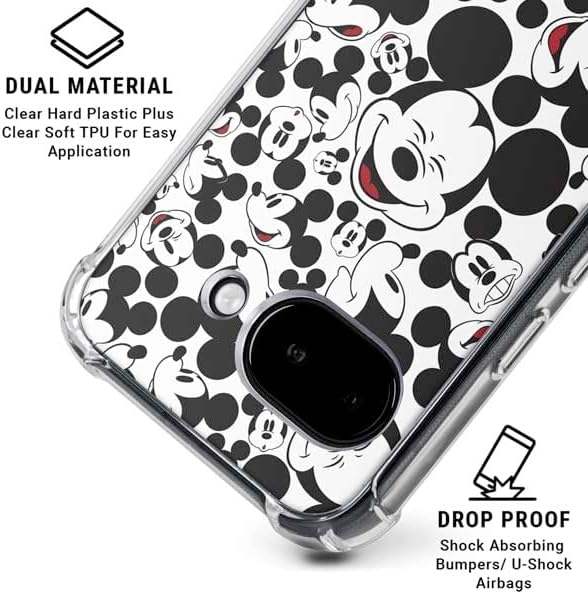 Skinit Clear Phone Case Compatible with Google Pixel 9a - Officially Licensed Disney Mickey Mouse Face Pattern Design