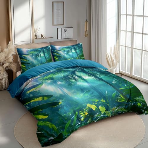 Housse de couette enfant 160x200 anti-plis et résistante sur le thème forêt