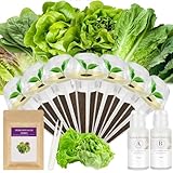 【Complete Kit】Everything you need to grow herbs indoors: 6 varieties of salad seeds (Red Romaine Lettuce, Green Romaine Lettuce, American Fast Lettuce, Buttercrunch Lettuce, Parris Island Lettuce, Spinach), sponges, domes, baskets, labels & nutrients...