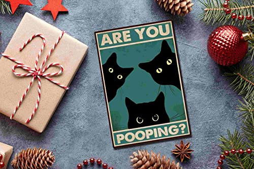 Black Cat Are You Pooping Funny Tin Signs Bathroom Wall Decor 8 X 12 Inch (918) #TOP6