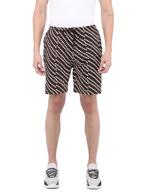 Image of Dollar Solid Men's Shorts | All-Over Print | One Side Zipper Pocket with Label Branding | Self Waistband with Drawcord | Wide Array of Attractive Prints