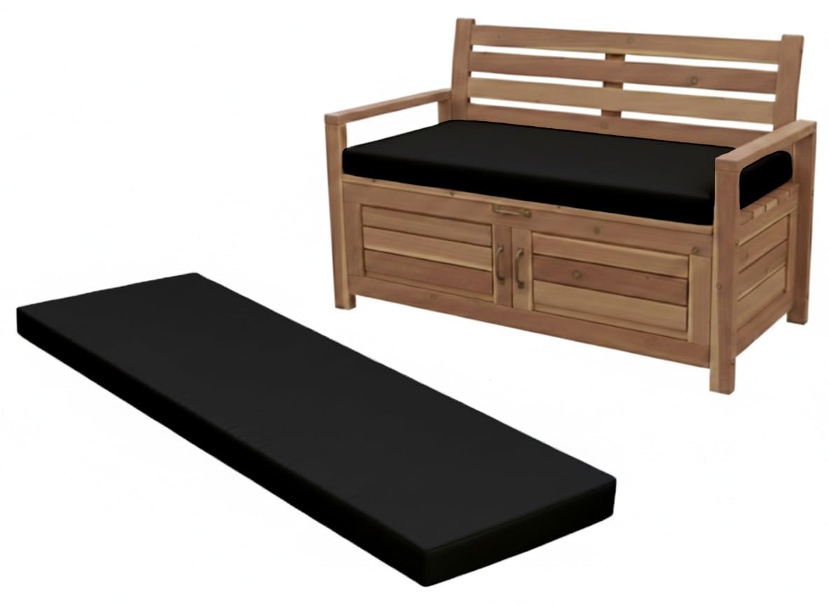 Cuddle Cloud Waterproof Garden Keter Bench Cushion Seat Pad Replacement Cushion for Iceni & Eden Storage Box 128x50x5cm Lightweight & Durable Seat Pad Cushions (Black)