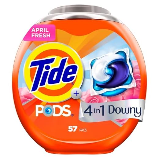 Tide PODS Laundry Detergent soap with a touch of Downy 4-in-1 Detergent, 57 Count, Stain Remover, Freshness, Softness, Fabric Protecter, HE Compaible