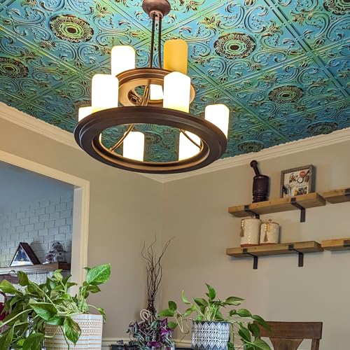 Azulejo de techo Venice para tapar grietas con PVC azul medieval de 2 x 2 m 3