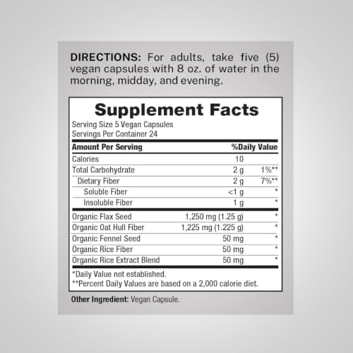 Piping Rock Prebiotic Soluble and Insoluble Fiber Supplement | 120 Capsules — 사진 2