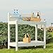 DuraTrel Greenfield PVC Vinyl Indoor Outdoor Table Potting Bench Station with Shelf for Plant Accessories & Gardening Supplies Storage, White
