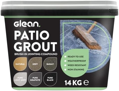 GLEAN Patio Grout | GREY | 15kg - 20m² Coverage | Jointing Compound | Brush in Patio Grout for Paving Patios & Block Paving | Self Setting All Weather Application | Ready Mixed