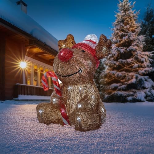 MARELIDA Acrylfigur Weihnachten Außen Dekofigur Gartenfigur 24cm (LED...
