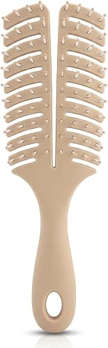 Vented Hair Brush with Dual-Section Head and Massage Pins | Detangling Brush, Scalp Massage, Curved Flexible Pins, Ventilated Design, Ergonomic Handle