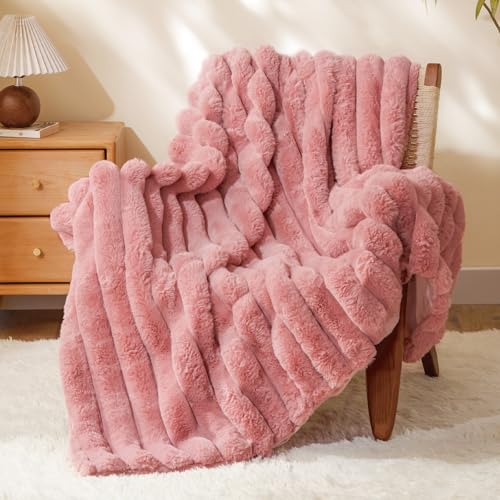 BEDELITE Faux Fur Throw Blanket for Couch, Soft and Cozy