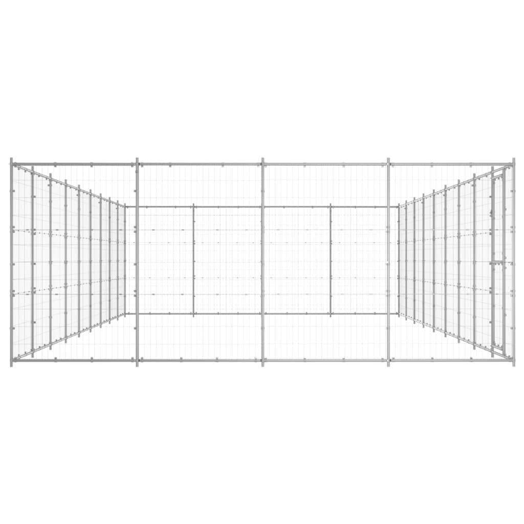 Perrera para perros de acero galvanizado, 43,56 m², resistente a la intemperie, con puerta cerrable, rejilla resistente para perros, cachorros, jardín, protección, seguridad, entrenamiento