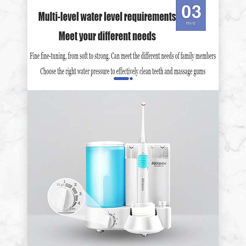 TJH Flosser de Agua para Dientes, irrigador Oral Flosser Dental de Agua 500ml Flosser de Dientes eléctrico con 4 presiones de Agua y 4 boquillas de Chorro, Chorro de Agua para Dientes/frenillos