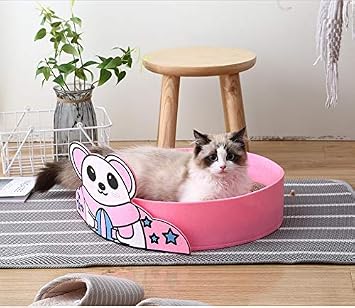 Royale Dog Cartoon Felt Cloth Castle Pet Nest Cat Scratch Board Corrugated Paper Cat Toy (Mouse).