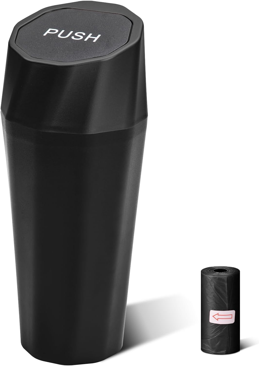 Car Trash Can Bin with Lid - Small Car Garbage Can with 20pcs Trash Bags for Cup Holder - Black Leakproof Mini Car Trash Bin for SUV Truck - Car Organizers and Storage for Door Front Back Seat