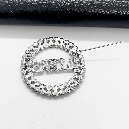 Image of Exquisite green rhinestone inlaid round LINKS letter metal brooch the links incorporated society jewelry pin