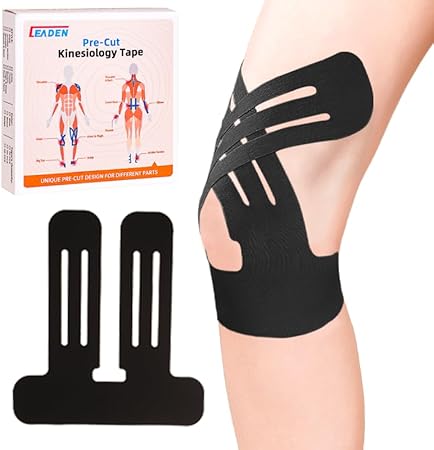 IEADEN Precut Kinesiology Tape for Knees, 10 Pcs, Upgraded, Knee Support & Stability, Knee Pain Relief Athletic Tape - Waterproof & Elastic, Breathable Hypoallergenic Latex-Free...
