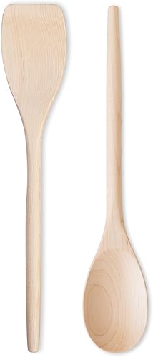 LOCDION Cucharas de madera de primera calidad para cocinar, utensilios de cocina de madera de arce para servir, agitar, mezclar, voltear, cucharas