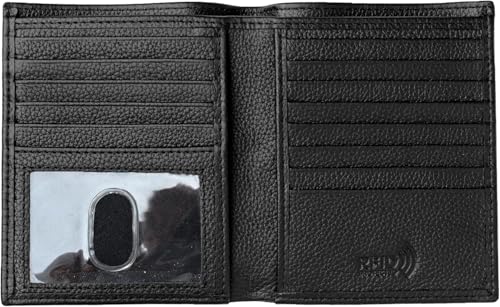 Euro Wallet Rfid Blocking Leather Slim Wallet For Men Hipster Wallet Card Holder Id Card Wallet (Black J5330)