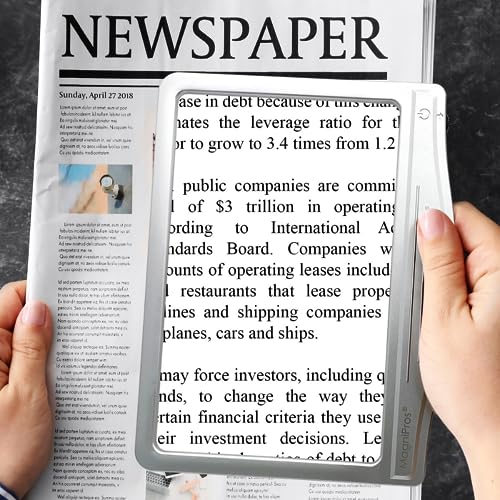 Image of MAGNIPROS Patented 3X Large LED Page Magnifier for Reading | Eye Caring 3 Color Light Modes & Anti-Glare Lens to Reduce Eye Strain-Perfect for Small Prints, Aging Eyes, Low Vision and Seniors