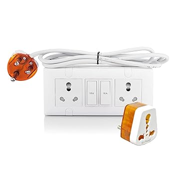 Hi-PLASST (2+2) 16A + 16A Modular Board Extension Strip Multi Outlet Electrical Switch Board for Heavy Appliances - 8 Yard