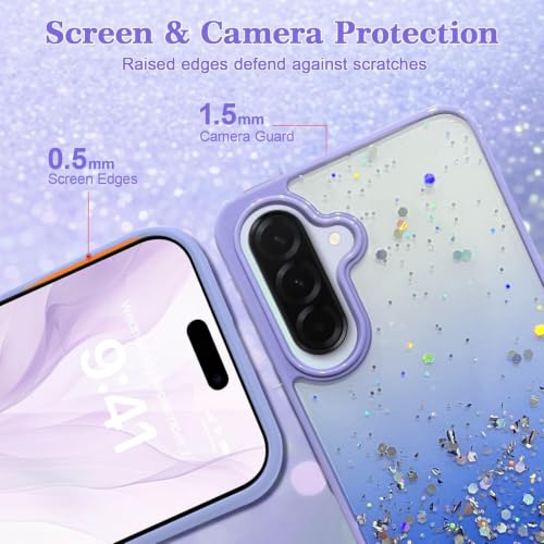 Image of VONZEE Case Compatible with Samsung Galaxy A36 5G, Non Moving Glitter Shockproof Case for Girls & Women Soft TPU Shockproof Anti Scratch Drop Protection Cover (Purple)