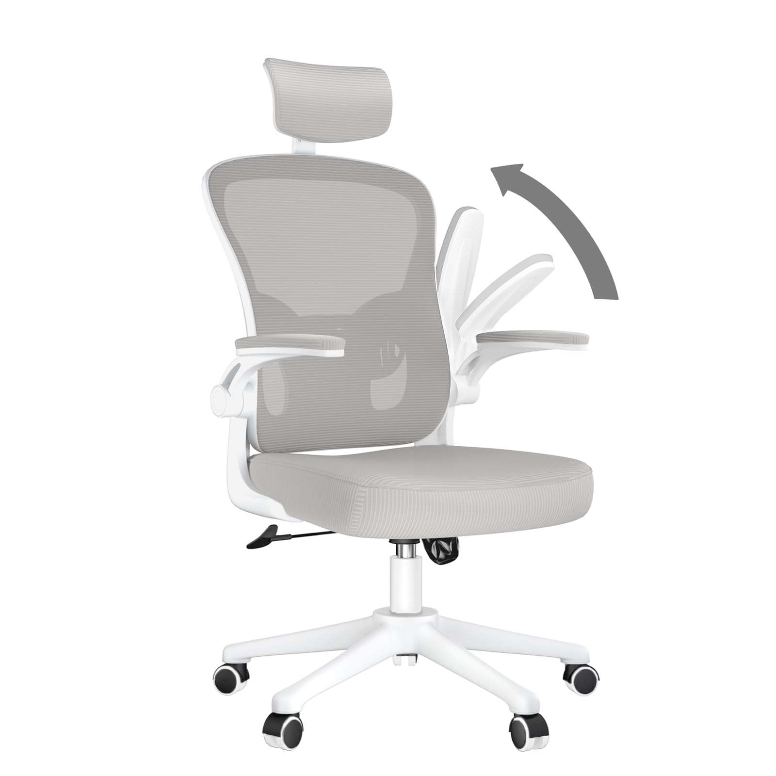 Rattantree Sedia Ufficio Ergonomica Con Poggiatesta Regolabile E Supporto Lombare – Rete Traspirante, Braccioli Pieghevoli, Nero/Bianco