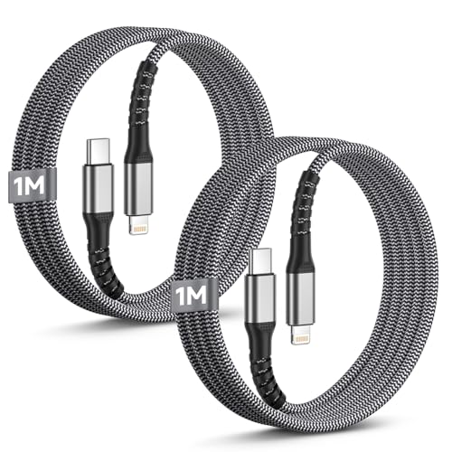 2Pack BLITEZZ Cable USB C a Lightning para Apple Carga 1M, [Certificado MFi] iPhone Carga Rápida Cable de Carga para iPhone 14, 13, 12, 11, Pro Max, SE, XR, X, S, 8, 7, 6 Plus